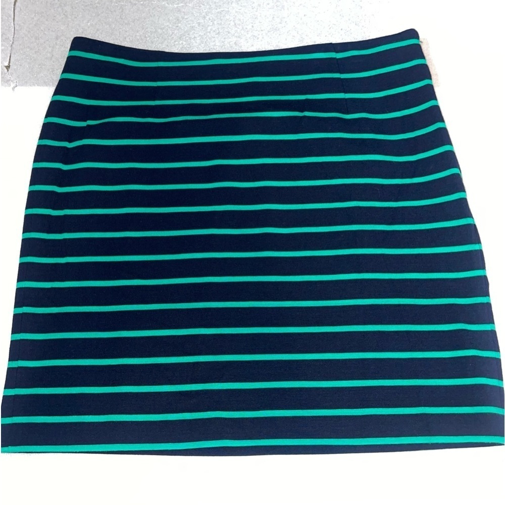 NWT Banana Republic Navy Blue & Green Knit Horizontal Striped Skirt, Size 14